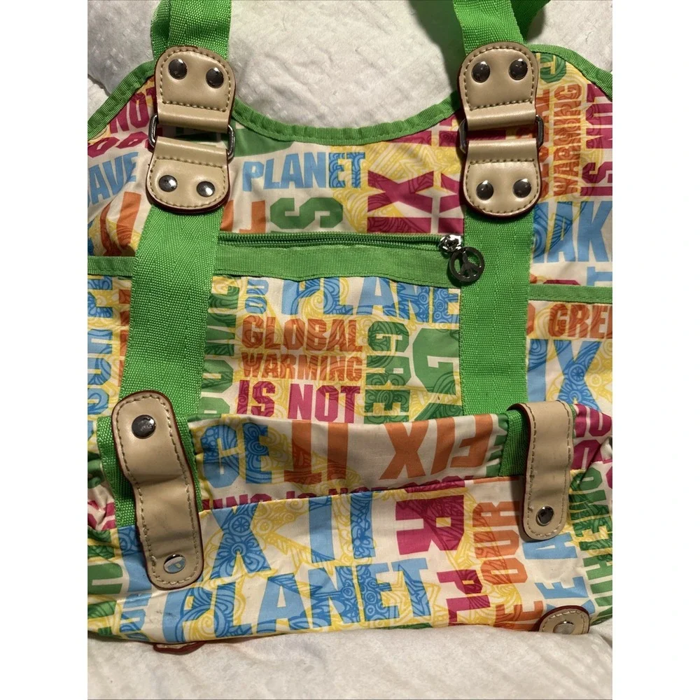 Save Our Planet Global Warming Purse‎ Bag Peace Zipper Drink Pockets